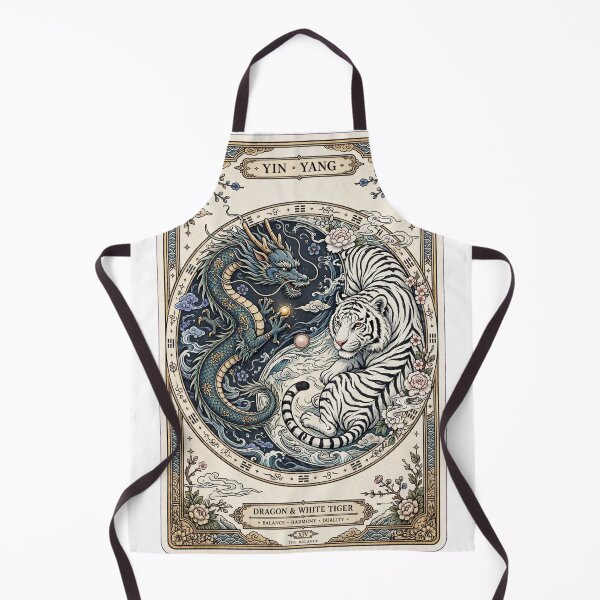 Item preview, Dragon and White Tiger Yin Yang Tarot Card XIV The Balance - Oriental Mythology designed and sold by ExpressoJungle.