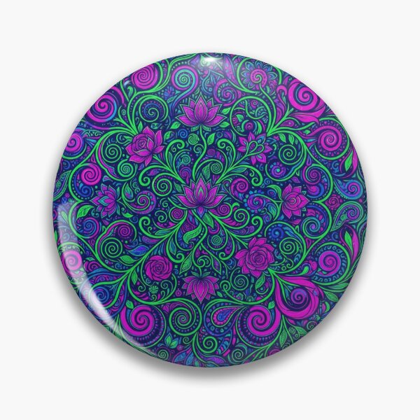 Item preview, Vibrant Neon Floral Mandala Pattern designed and sold by Owcomm.