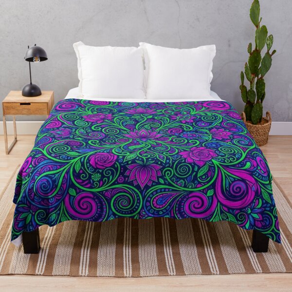 Item preview, Vibrant Neon Floral Mandala Pattern designed and sold by Owcomm.