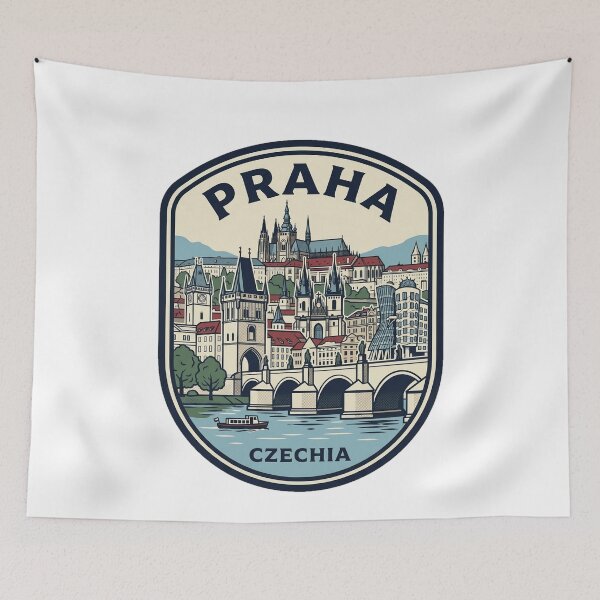 Item preview, Praha Czechia Vintage Travel Badge Skyline designed and sold by k3rstman1.