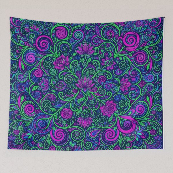 Item preview, Neon Floral Mandala Pattern Swirls Art designed and sold by Owcomm.