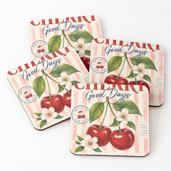Item preview, Cherry Good Days Vintage Fruit Design | Retro Cherry Summer Graphic | Sweet Life Mediterranean Aesthetic designed and sold by OlgaLuna_design.