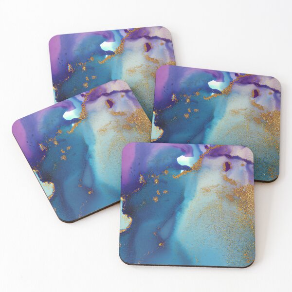 Item preview, Royal Blue and Gold Bronze Alcohol Ink Abstract Marble Wall Art designed and sold by LuxocaDesigns24.