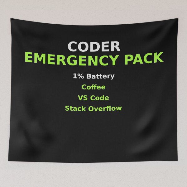 Item preview, Coder Emergency Pack Funny Shirt - 1% Battery Coffee VS Code Stack Overflow Programmer Gift designed and sold by JAMOUM1.