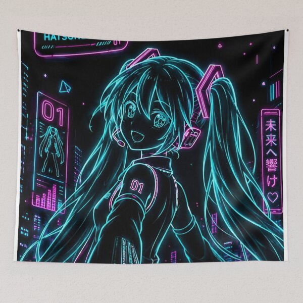 Item preview, Neon Cyber Pop Anime Girl – Futuristic Synthwave City Aesthetic designed and sold by Dyan4.