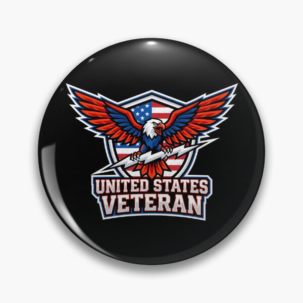 Item preview, United States Veteran Eagle Lightning Bolt Patriotic Crest designed and sold by TeNovaStudio ⭐⭐⭐⭐⭐.