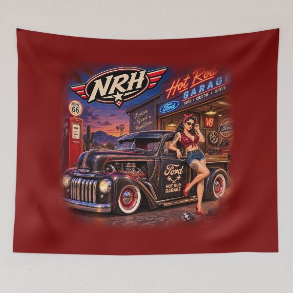Artikelvorschau, NRH Hot Rod Garage Vintage Design entworfen und verkauft von Normandy Road Heritage™ - Vintage Garage Art.