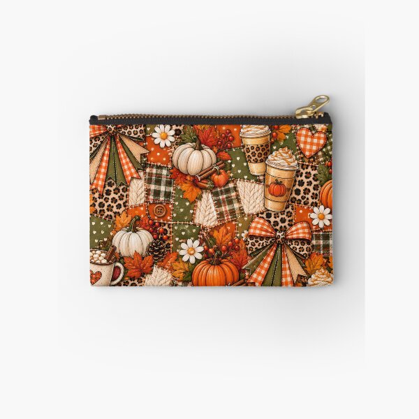 Item preview, Fall Autumn Season Patchwork Pattern Pumpkins Coffee designed and sold by SunfullyYours.