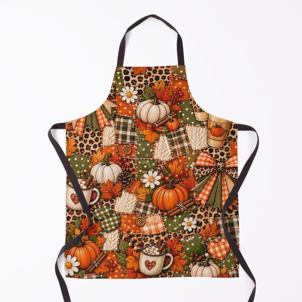 Item preview, Fall Autumn Season Patchwork Pattern Pumpkins Coffee designed and sold by SunfullyYours.