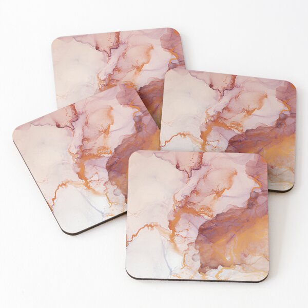 Item preview, Dusty Rose and Gold Alcohol Ink Abstract Liquid Texture Wall Art designed and sold by LuxocaDesigns24.