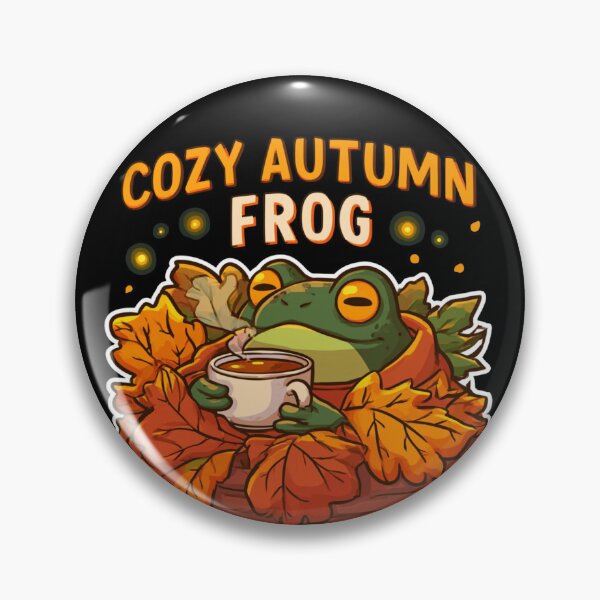 Item preview, Cozy Autumn Frog - Cute Frog in Fall Leaves with Tea designed and sold by AceEye.