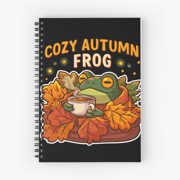 Item preview, Cozy Autumn Frog - Cute Frog in Fall Leaves with Tea designed and sold by AceEye.