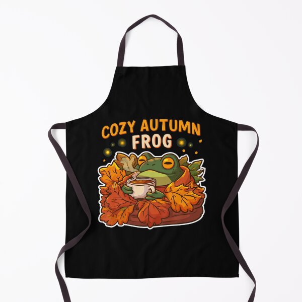 Item preview, Cozy Autumn Frog - Cute Frog in Fall Leaves with Tea designed and sold by AceEye.