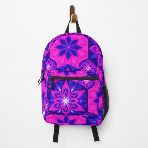 Item preview, Vibrant Neon Pink and Blue Floral Mandala Pattern designed and sold by Owcomm.