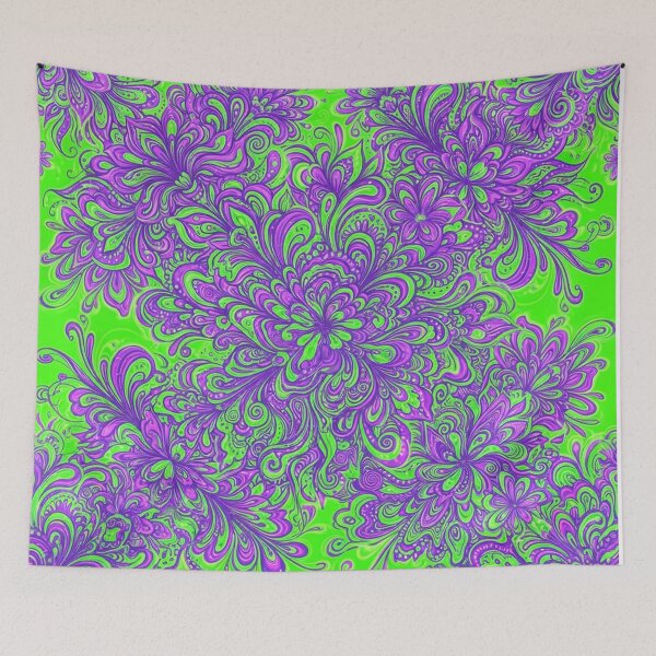 Item preview, Vibrant Purple And Green Floral Pattern designed and sold by Owcomm.