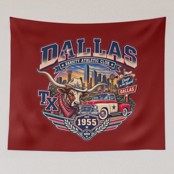Aperçu de l'œuvre Dallas Texas Varsity 1955 Design créée et vendue par Normandy Road Heritage™ - Vintage Garage Art.