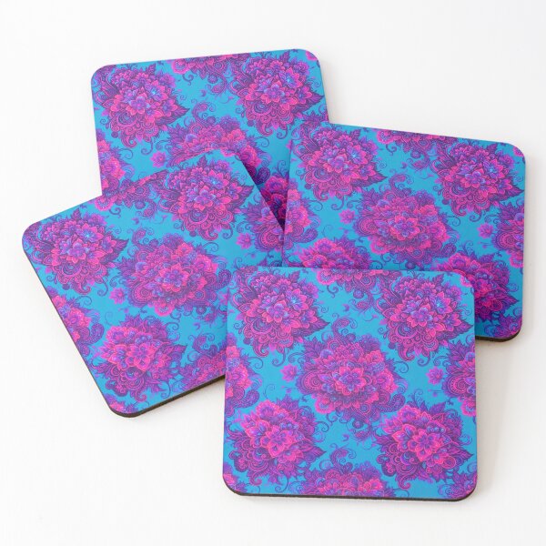 Item preview, Electric Blue and Magenta Floral Pattern designed and sold by Owcomm.