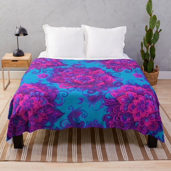 Item preview, Electric Blue and Magenta Floral Pattern designed and sold by Owcomm.