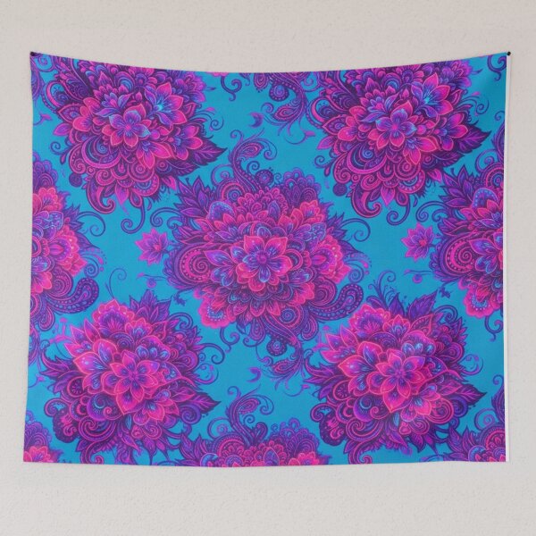 Item preview, Electric Blue and Magenta Floral Pattern designed and sold by Owcomm.