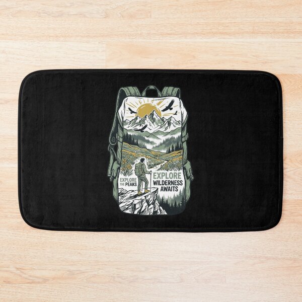 Item preview, Hiking Backpack Mountain Trail Hiker Wilderness Awaits Vintage Outdoor Emblem designed and sold by Animer-art1.