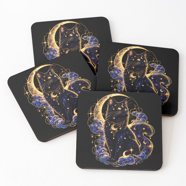 Item preview, Mystical Black Cat Halloween Moon Magic Celestial Witchy Night designed and sold by Rtcraftani.