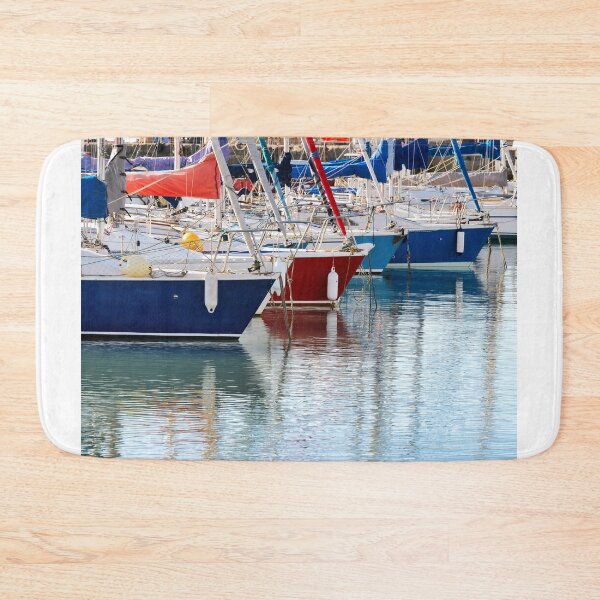Item preview, Colourful Sailboats Reflected in Calm Harbour Waters designed and sold by Dorset Girl.