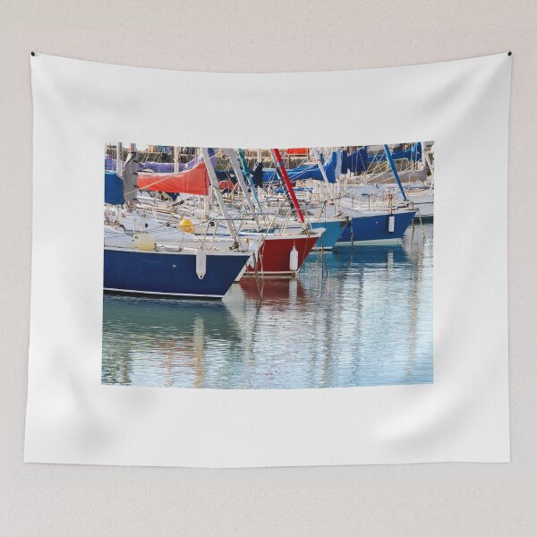Item preview, Colourful Sailboats Reflected in Calm Harbour Waters designed and sold by Dorset Girl.