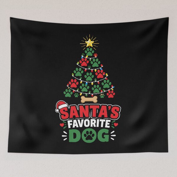 Item preview, Santa's Favorite Dog Paw Print Christmas Tree Design designed and sold by LiviuGligoros.