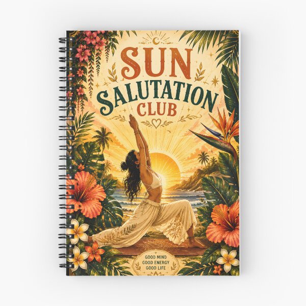 Item preview, Sun Salutation Club Vintage Yoga Poster | Tropical Meditation & Wellness Graphic | Boho Mediterranean Summer Design designed and sold by OlgaLuna_design.
