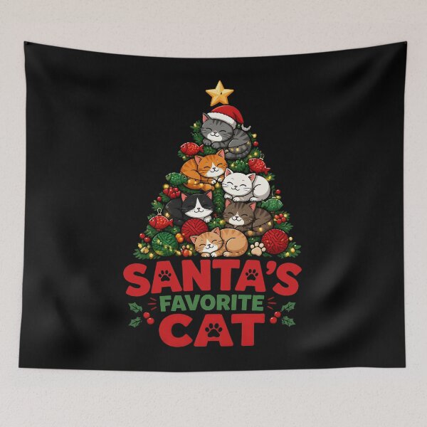 Item preview, Santa's Favorite Cat Cute Cat Christmas Tree Holiday Design designed and sold by LiviuGligoros.