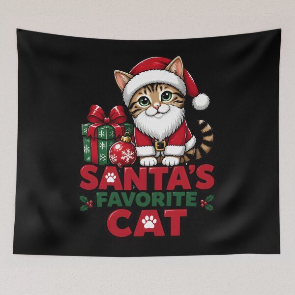Item preview, Santa's Favorite Cat Cute Santa Kitty Christmas Design designed and sold by LiviuGligoros.