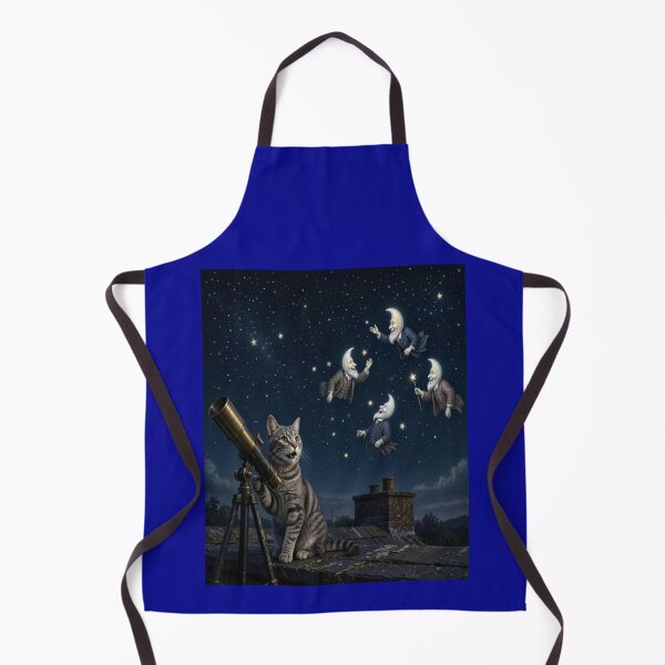 Item preview, Cute Cat with Telescope Watching Magical Moon Fairies designed and sold by Breezes-of-Ida.