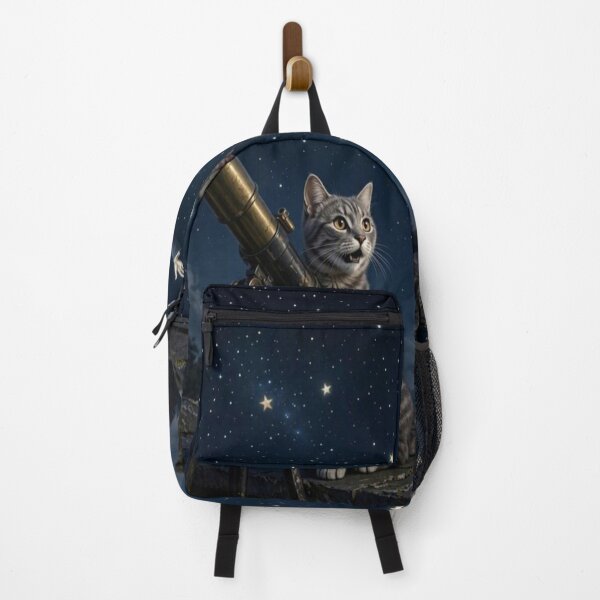 Item preview, Cute Cat with Telescope Watching Magical Moon Fairies designed and sold by Breezes-of-Ida.