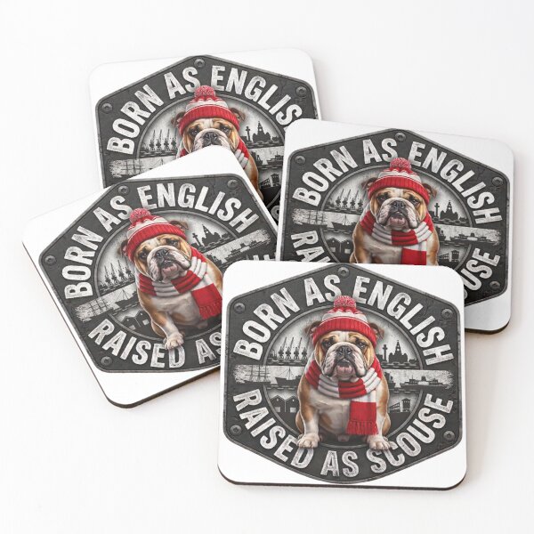 Item preview, Liverpool Scouse English bulldog with red and white fan scarf designed and sold by LavIsInTheAir.