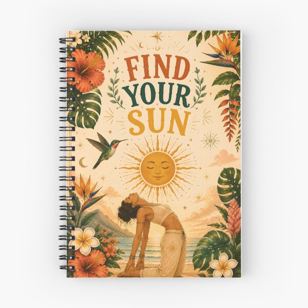 Item preview, Find Your Sun Vintage Yoga Poster | Camel Yoga Pose & Hummingbird Tropical Wellness Graphic | Boho Summer Design designed and sold by OlgaLuna_design.