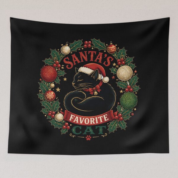 Item preview, Santa's Favorite Cat Meowy Christmas Wreath Design designed and sold by LiviuGligoros.