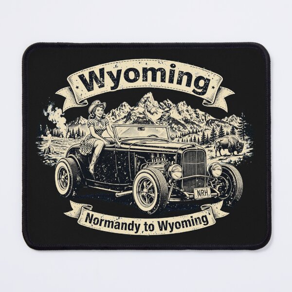 Item preview, Wyoming Route 66 T-Shirt - Normandy to Wyoming designed and sold by Normandy Road Heritage™ - Vintage Garage Art.