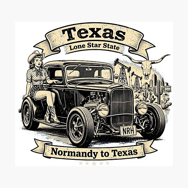 Item preview, Texas Lone Star State T-Shirt - Normandy to Texas designed and sold by Normandy Road Heritage™ - Vintage Garage Art.