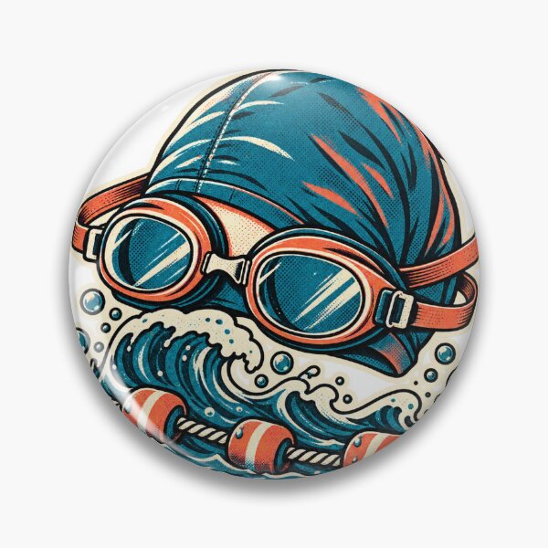 Item preview, Retro Swim Goggles and Lane Line Wave for Swimmers designed and sold by eignvalue.