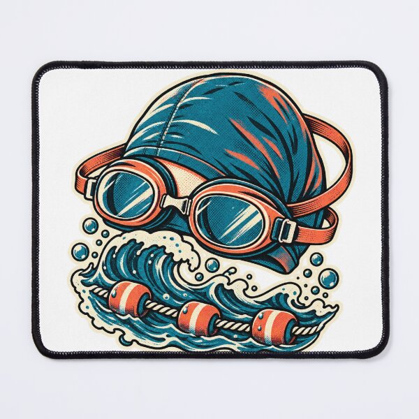 Item preview, Retro Swim Goggles and Lane Line Wave for Swimmers designed and sold by eignvalue.
