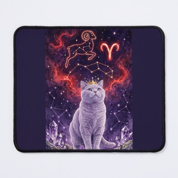 Item preview, Chubby Aries Cat - Crystal Cosmic Zodiac Ram designed and sold by Moody Vibes Studio.