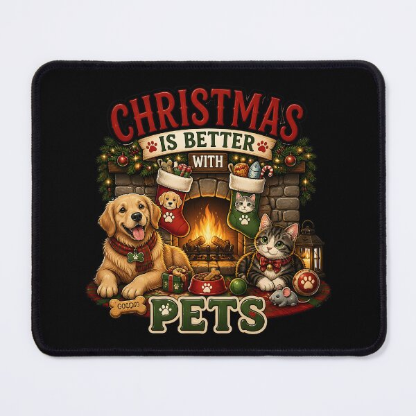 Item preview, Christmas Is Better With Pets Cozy Dog and Cat Holiday Design designed and sold by LiviuGligoros.