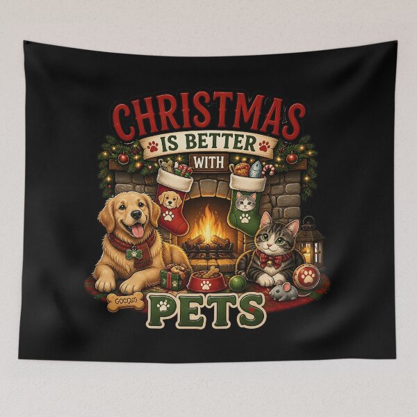 Item preview, Christmas Is Better With Pets Cozy Dog and Cat Holiday Design designed and sold by LiviuGligoros.