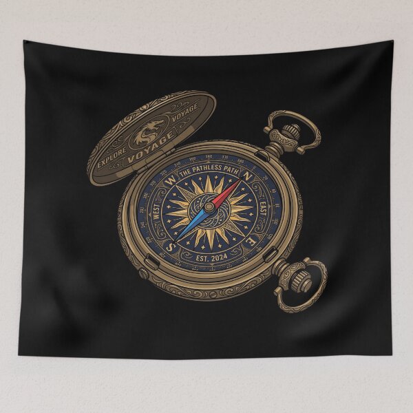 Item preview, Vintage Brass Pocket Compass Celestial Sunburst Pathless Path Navigation Emblem designed and sold by Animer-art1.
