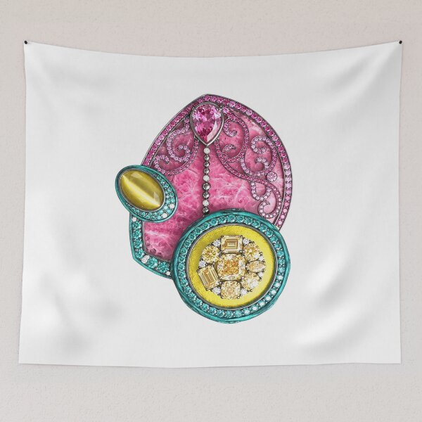 Item preview, Intricate Gem-Encrsted Pink and Gold Medallion Jewelry designed and sold by blacK1982White.