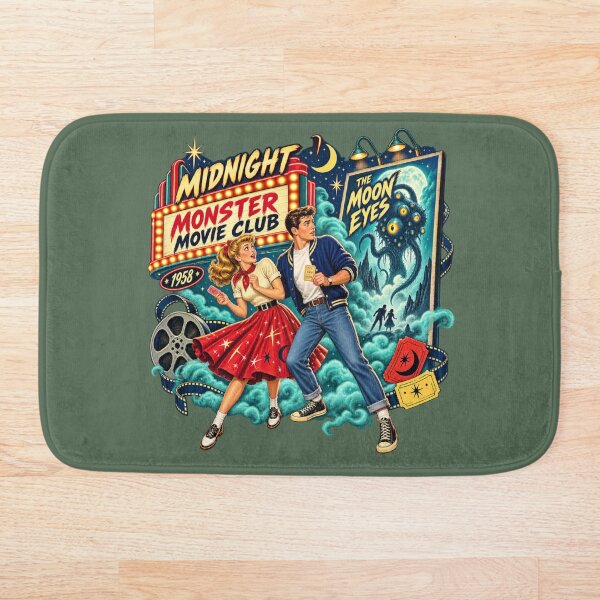 Artikelvorschau, Vintage Midnight Monster Movie Club Retro Art Print entworfen und verkauft von Normandy Road Heritage™ - Vintage Garage Art.