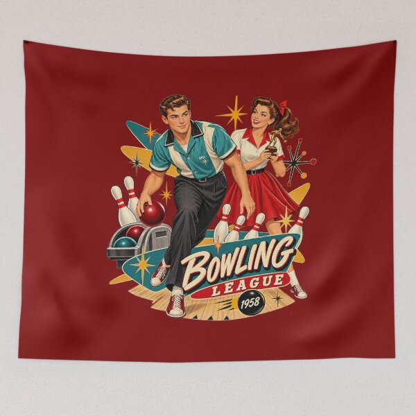 Item preview, Vintage Bowling League 1958 Retro Art Print designed and sold by Normandy Road Heritage™ - Vintage Garage Art.
