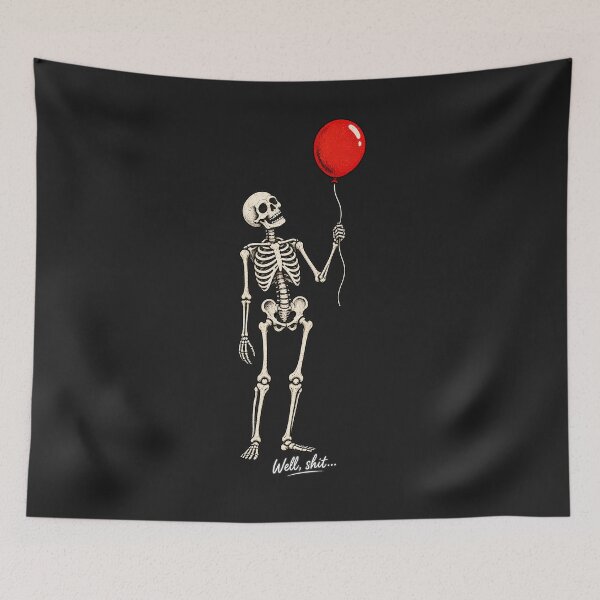 Item preview, Skeleton Lost Balloon, Well Shit Funny Skeleton Tee, Dark Humor Halloween T-Shirt designed and sold by greatmar1.