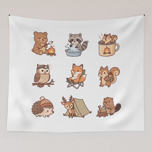 Item preview, Cute Kawaii Forest Animals Camping Woodland Wildlife Chibi Sticker Pack designed and sold by Animer-art1.
