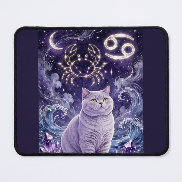 Item preview, Chubby Cancer Cat - Cosmic Water Amethyst Zodiac designed and sold by Moody Vibes Studio.